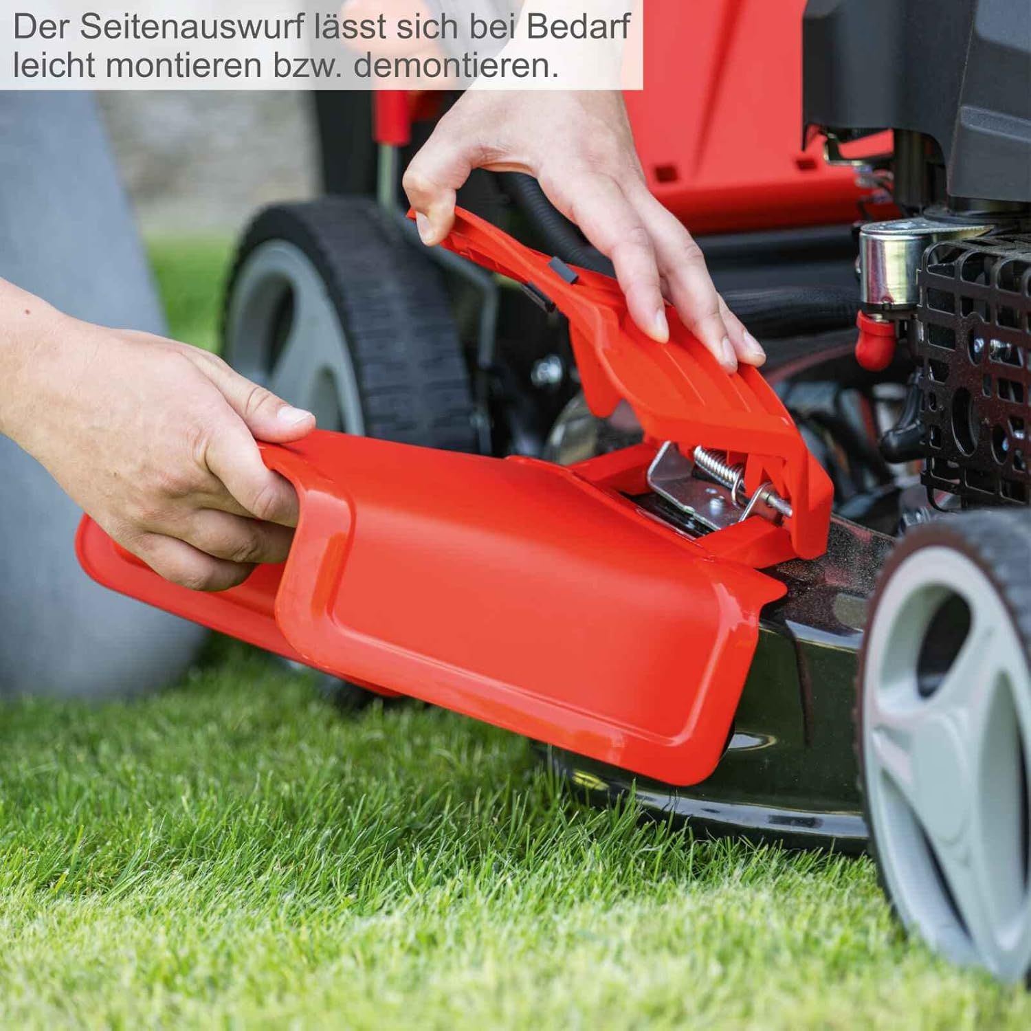 Scheppach MS150-46E Benzin Rasenmäher mit E-Start | 46cm Schnittbreite | Reinigungsfunktion | 55 Liter Fangkorb | Stahlgehäuse | 7-stufige Höhenverstellung | Mulchfunktion | Radantrieb | Seitenauswurf – Bild 13