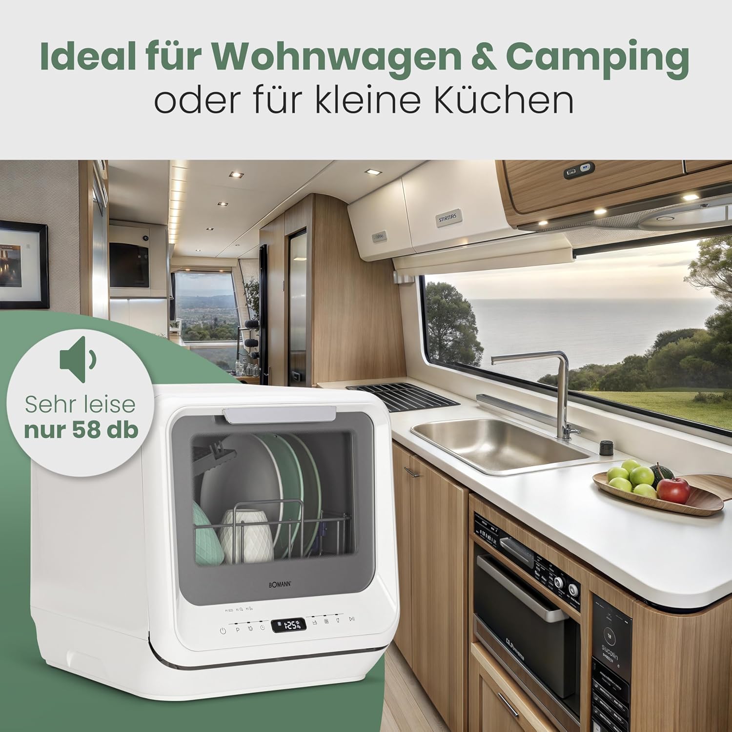 Bomann® Tischgeschirrspüler mit 5L Wassertank | ohne Wasseranschluss nutzbar | Mini Geschirrspüler | 5 Programme | Mini Spülmaschine 1-24 h Startvorwahl | Spülmaschine klein Tischspülmaschine TSG 5701 – Bild 4