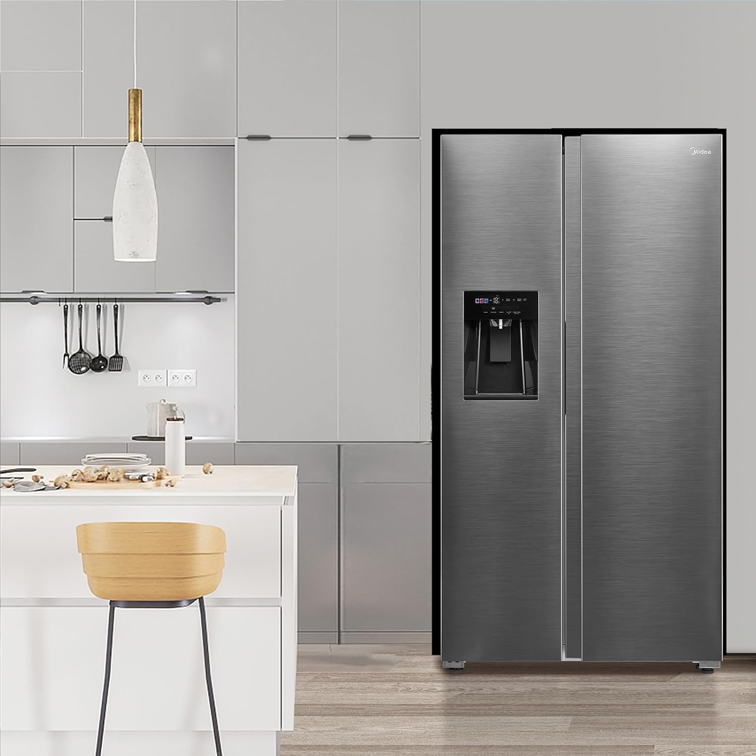 Midea KS-DDX 6.32 WT Side-by-Side Kühl-/Gefrierkombination/ 178,8 cm Hhe/ 254 kWh/Jahr/No Frost/Dual Inverter Compressor/mit 3in1 Wasser-/Eisspender und Wassertank, Dark Inox – Bild 15
