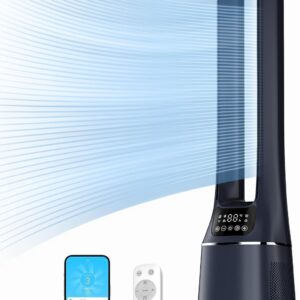 Midea MFP-120i (BL) 2 in 1 Turmventilator Leise 38dB Luftreiniger H13 True HEPA auf 47.6 ㎡ LED Display Fernbedienung Oszillation 12H Timer Kompatibel für Wireless Connection App Alexa Google