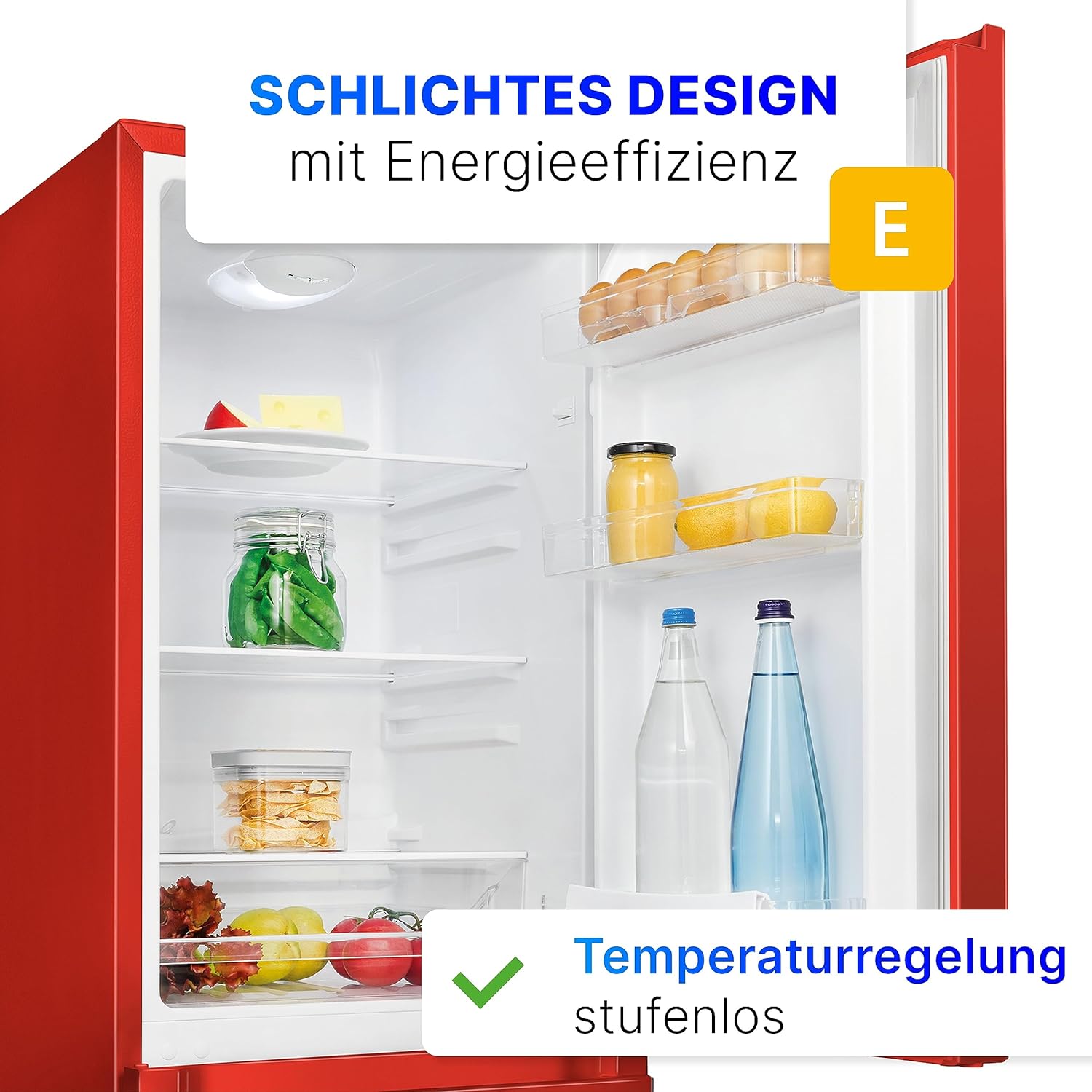 Bomann® Kühlschrank mit Gefrierfach 143cm hoch | Kühl Gefrierkombination 175L mit 3 Ablagen & 3 Schubladen | Türanschlag wechselbar | leise Kühlgefrierkombi 39db | Kühlschrank KG 320.2 inox – Bild 11