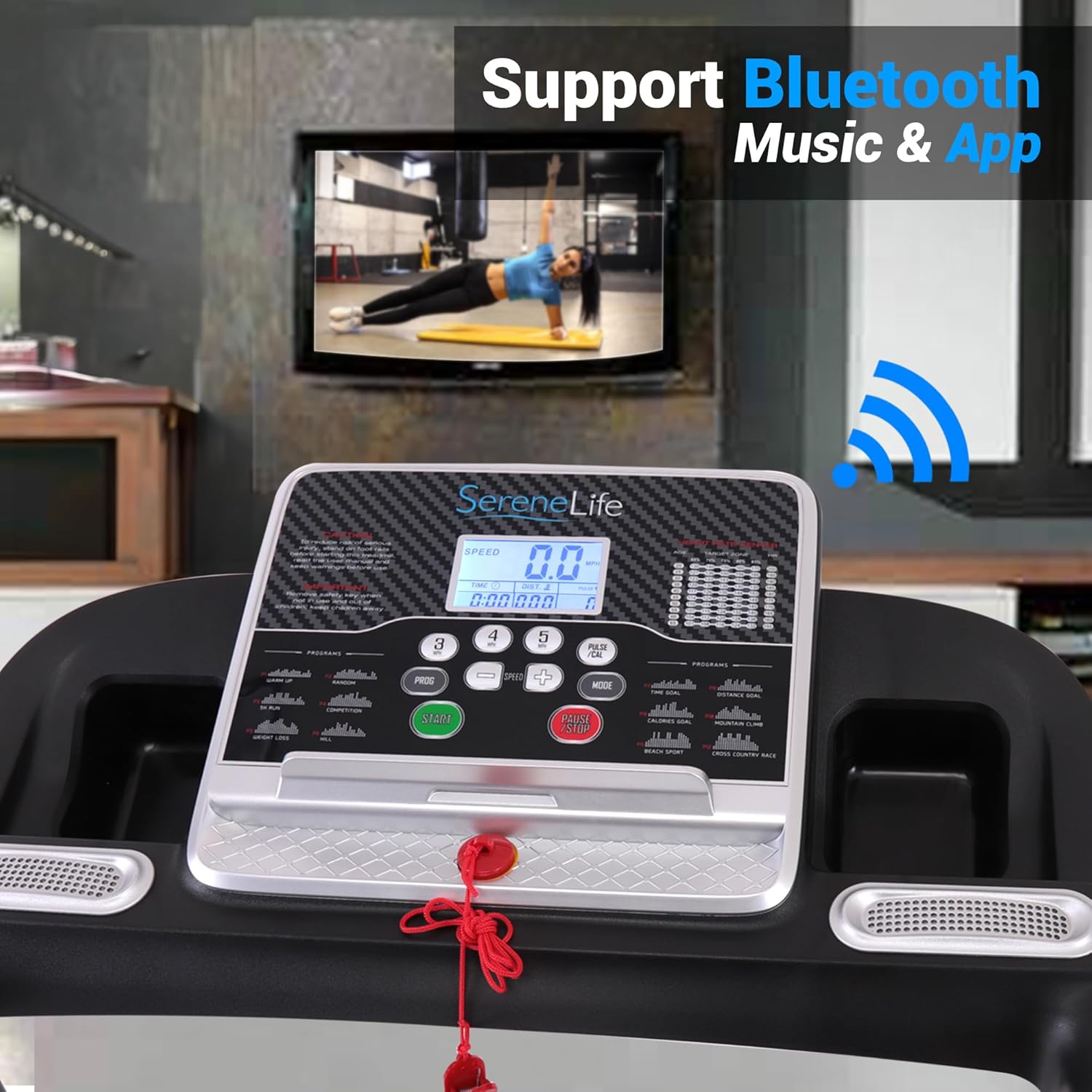 SereneLife Laufband für zuhause - Walking Pad klappbar, Running pad, mit LED-Anzeige,Treadmill for Home, Bluetooth App Sync, Digital Fitness, Walkpad mit Steigung, bis zu 10km/h – Bild 10