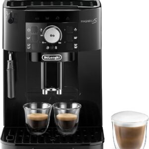 De'Longhi Magnifica S ECAM 22.110.B Kaffeevollautomat mit Milchaufschäumdüse für Cappuccino, mit Espresso Direktwahltasten und Drehregler, 2-Tassen-Funktion, 1,8 Liter Wassertank, Schwarz/Silber
