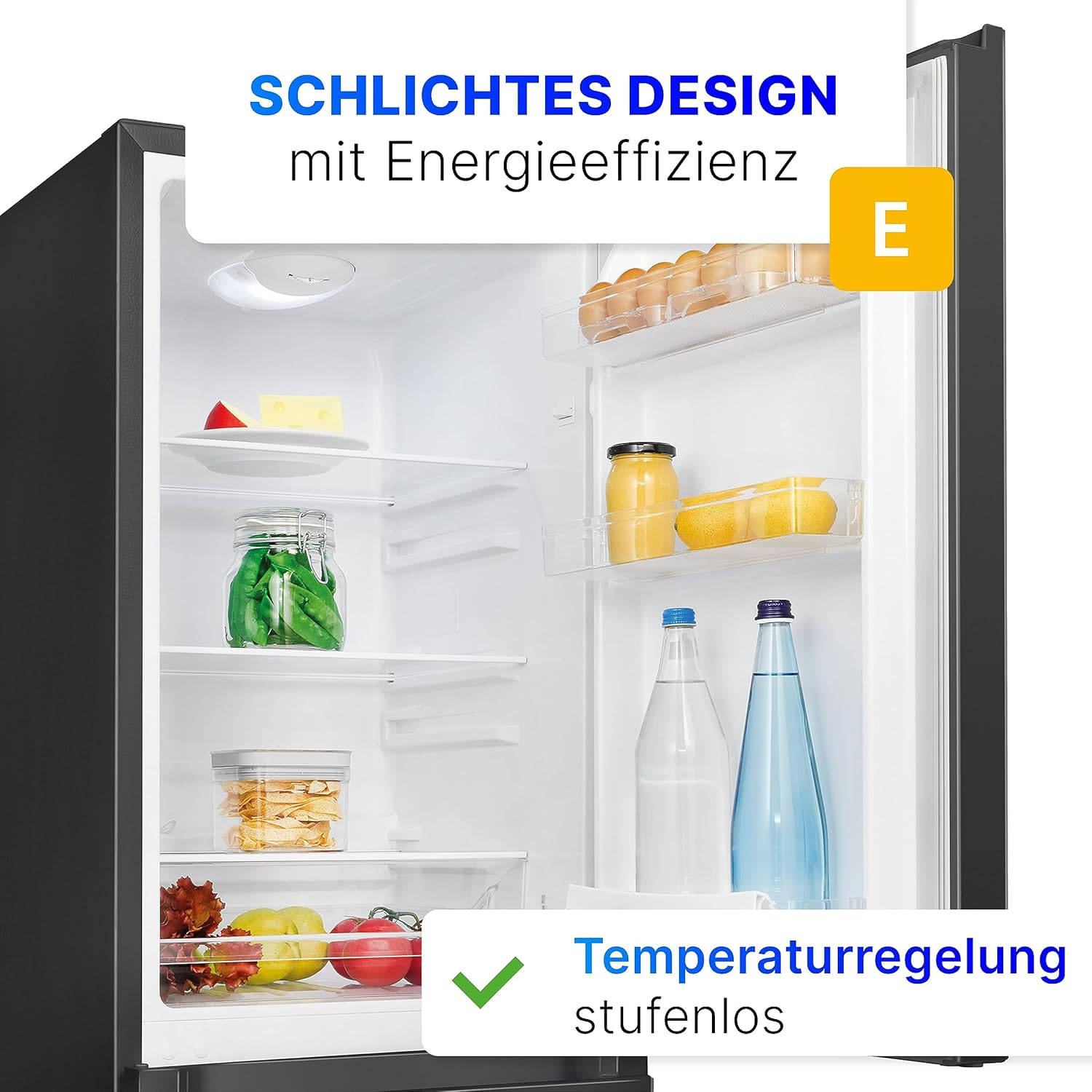 Bomann® Kühlschrank mit Gefrierfach 143cm hoch | Kühl Gefrierkombination 175L mit 3 Ablagen & 3 Schubladen | Türanschlag wechselbar | leise Kühlgefrierkombi 39db | Kühlschrank KG 320.2 inox – Bild 18