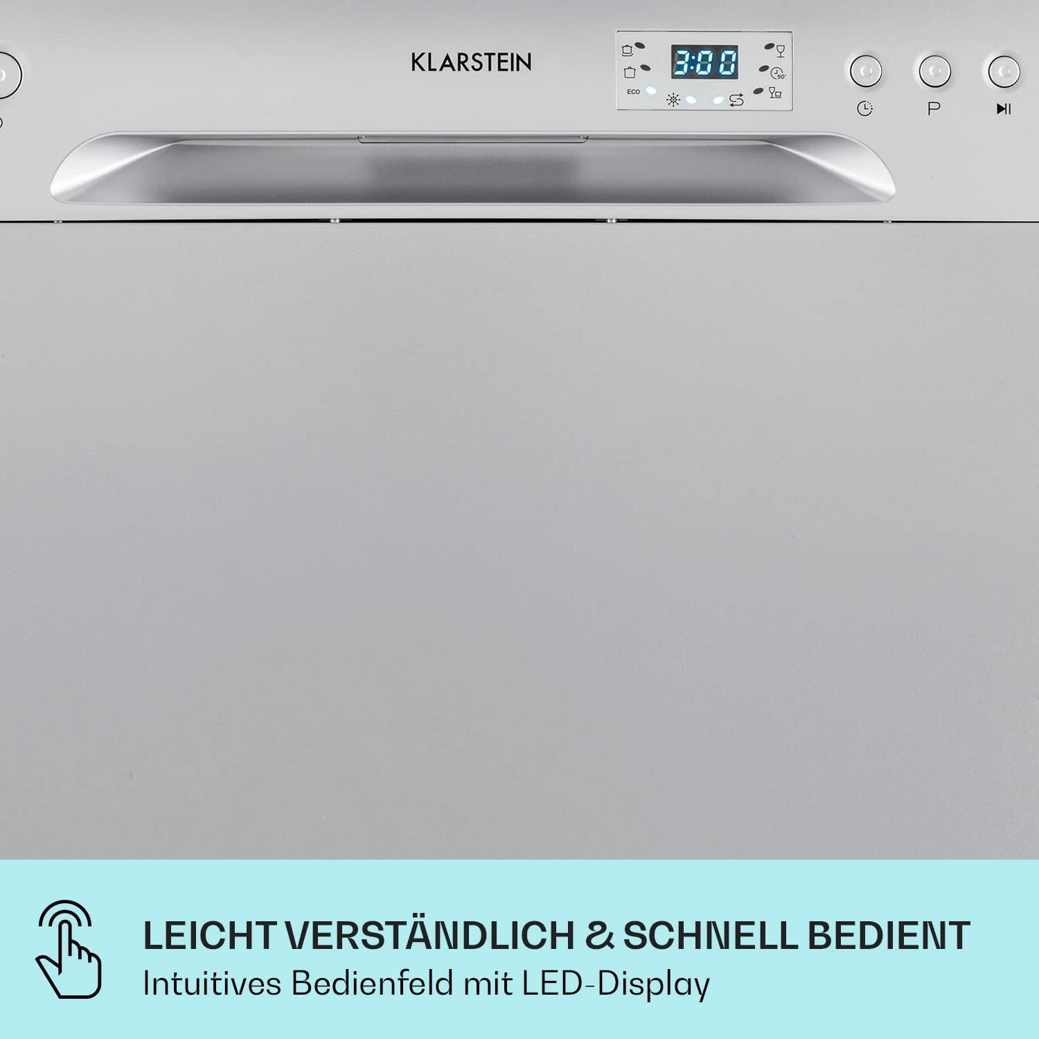 Klarstein ia 8 - Spülmaschine, Geschirrspüler, Freistehend, Teilintegriert, F, 55 cm breit, 8 Maßgedecke, 6 Programme, Aquastop, silber – Bild 69