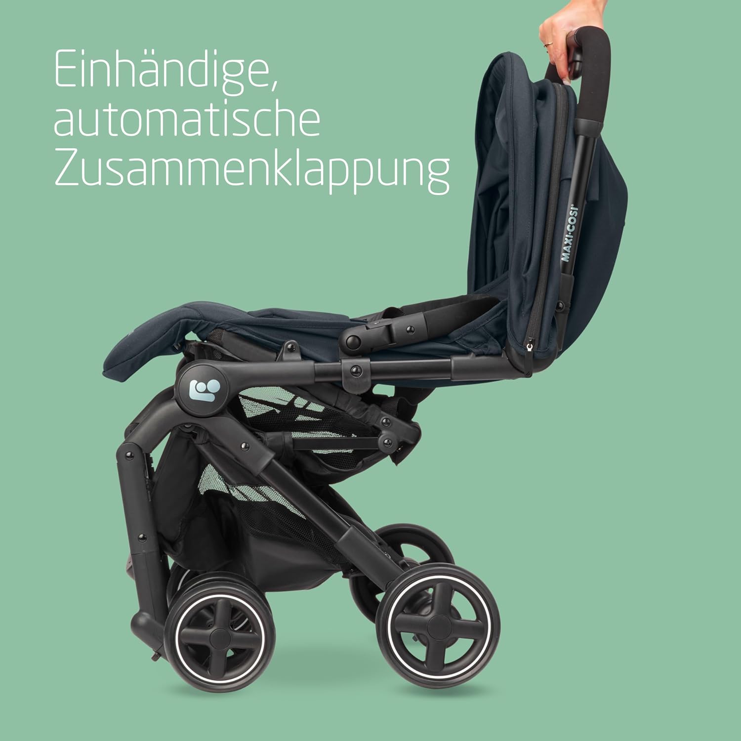 Maxi-Cosi Lara2 Baby Kinderwagen, 0–4 Jahre, 0–22 kg, federleichter, kompakter Buggy, 3 Liegepositionen, flache Liegeposition, klein zusammenklappbar, Schultergurt, Essential Graphite – Bild 4