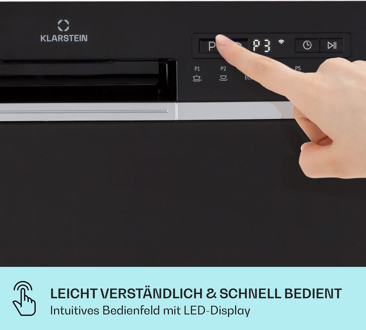 Klarstein ia 8 - Spülmaschine, Geschirrspüler, Freistehend, Teilintegriert, F, 55 cm breit, 8 Maßgedecke, 6 Programme, Aquastop, silber – Bild 64