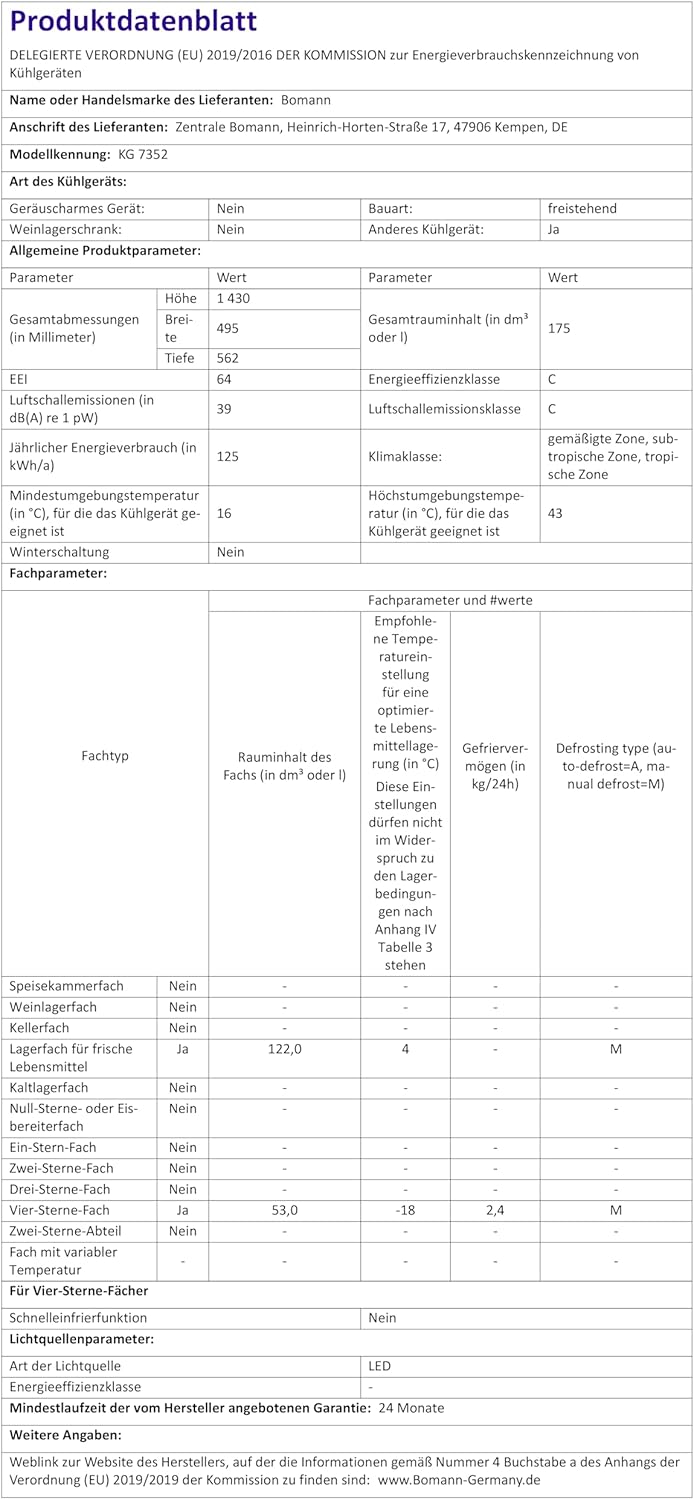 Bomann Kühlschrank mit Gefrierfach 143cm hoch | Kühl Gefrierkombination 173L mit 3 Ablagen & 3 Schubladen | Türanschlag wechselbar | leise Kühlgefrierkombi 40db | Kühlschrank KG 7359 inox – Bild 9
