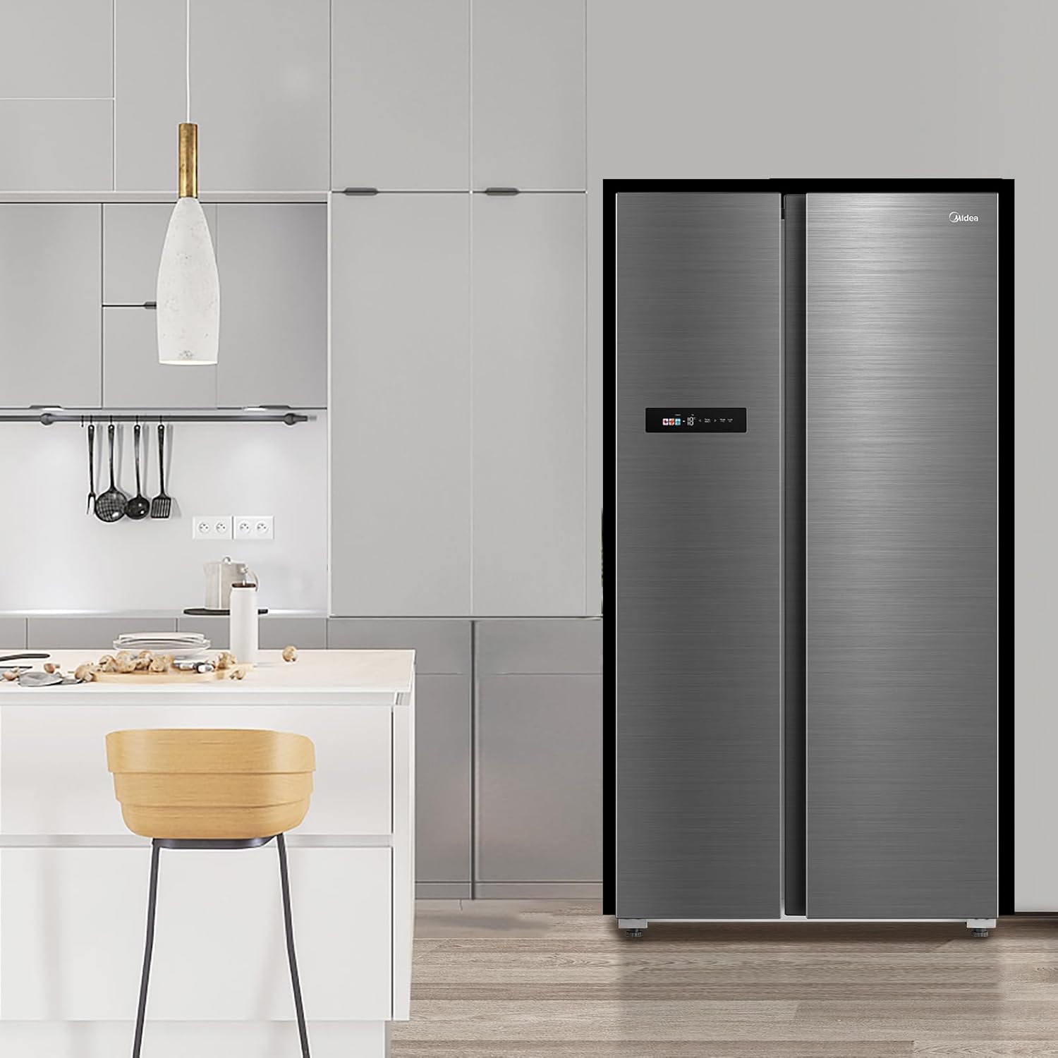 Midea KS-DDX 6.32 WT Side-by-Side Kühl-/Gefrierkombination/ 178,8 cm Hhe/ 254 kWh/Jahr/No Frost/Dual Inverter Compressor/mit 3in1 Wasser-/Eisspender und Wassertank, Dark Inox – Bild 59
