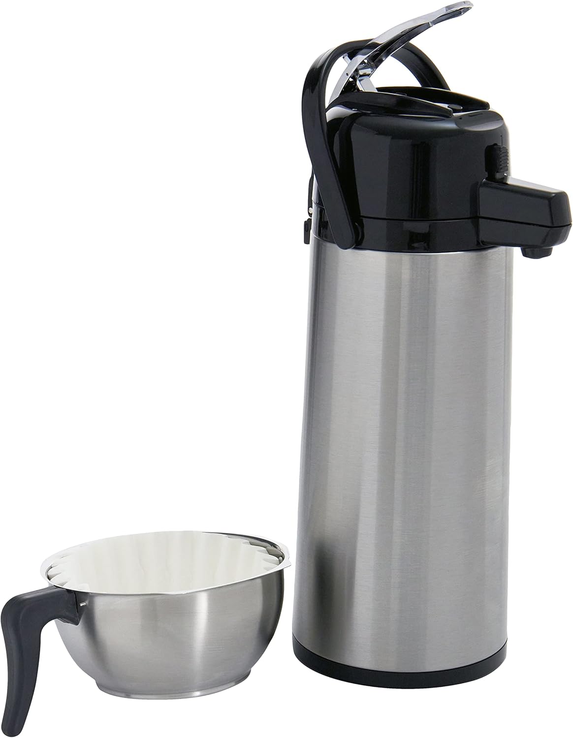 Saro Thermo Kaffeemaschine mit Korbfilter und Thermoskanne Industriekaffeemaschine mit Pumpkanne (2,2 Liter, ca. 10 Tassen Kaffee, Brüh- & Warmhaltefunktion), silber – Bild 8