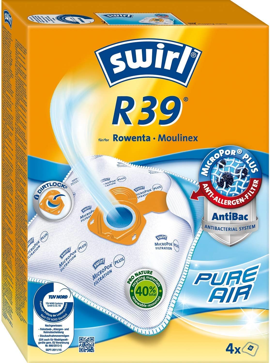 Rowenta RO3950 Staubsauger mit Beutel + 4er Pack Swirl R 39 Staubsaugerbeutel für Dauerhaft hohe Saugleistung, 3L Beutelvolumen, 750 W = 2000W, extrem leise, Hygienefilter, mit Parkettdüse – Bild 6