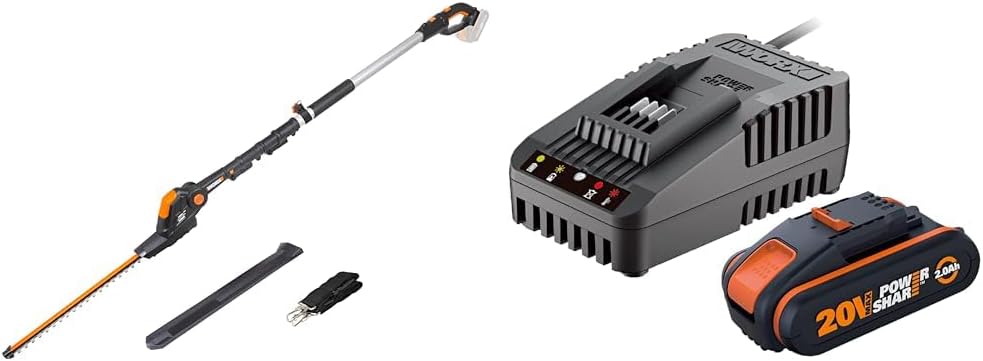 WORX WG252E.9 Akku Teleskop Heckenschere - 45cm Schnittbreite - 10-Fach Verstellbarer Teleskopstiel bis 3,20 Meter Hhe - PowerShare kompatibel - Ohne Akku & Ladegert – Bild 3