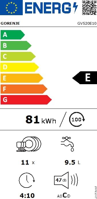 Gorenje GI 520 E15X Teilintegrierbarer Geschirrspüler / 45cm / 9 Maßgedecke / 5 Programme / 1h Reinigungsprogramm / höhenverstellbarer Oberkorb / vollständiger Überlaufschutz, Eingebaut, Edelstahl – Bild 15