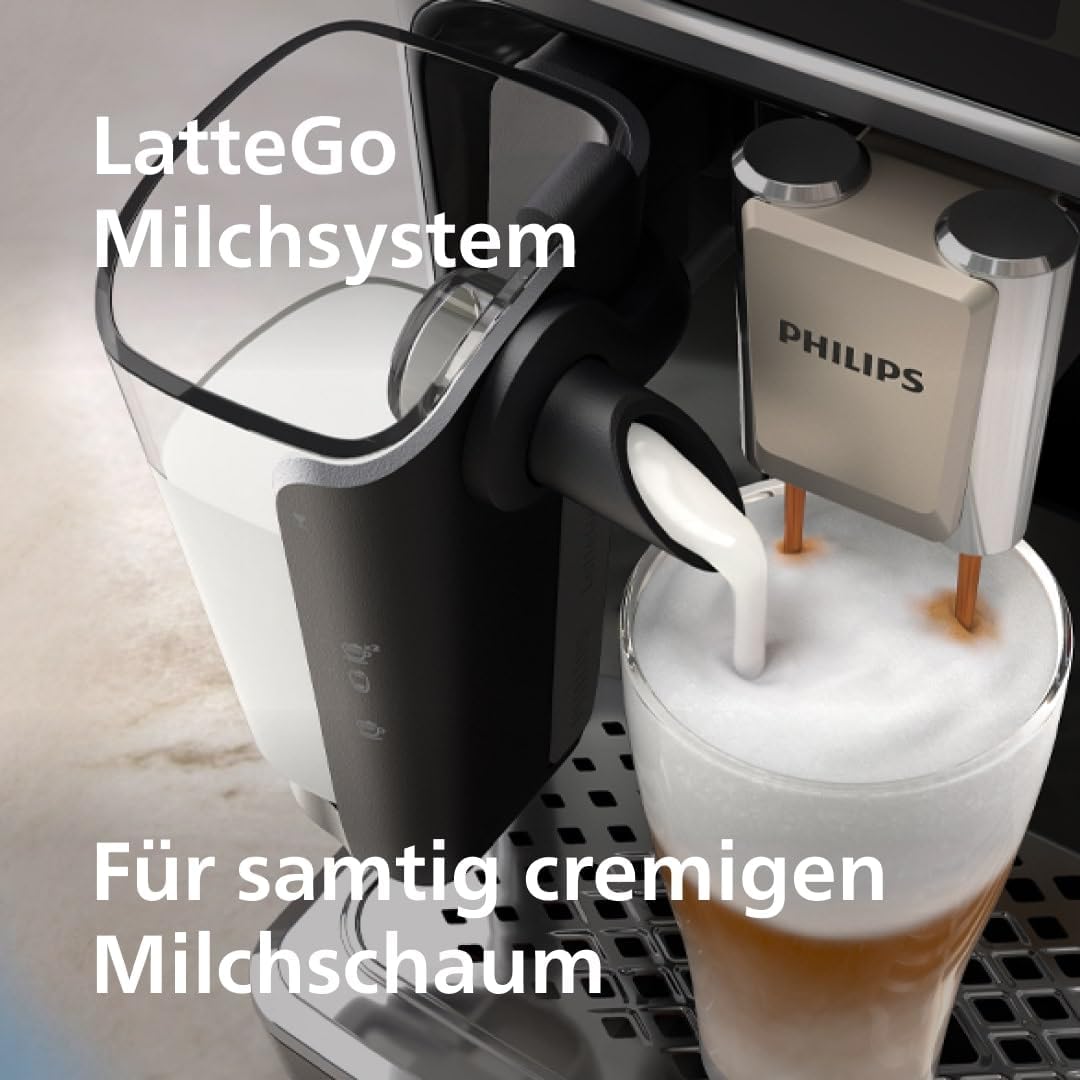 Philips Serie 5500 Kaffeevollautomat – LatteGo Milchsystem, 20 heiße und kalte Kaffeespezialitäten, 40% leiser mit SilentBrew, QuickStart, Grau (EP5544/50) – Bild 7