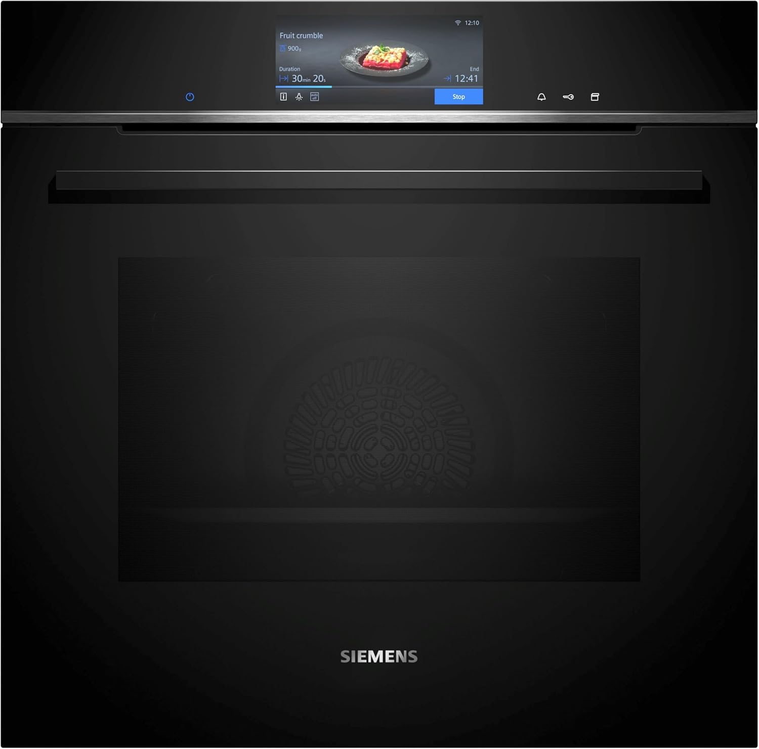 Siemens HB778G3B1,Q700 Smarter Einbau-Backofen, 60 x 60 cm, Made in Germany, Pyrolyse & Hydrolyse Selbstreinigung, Bratenthermometer, Air Fry, Backautomatik, Farbiger Touchscreen, 4D Heißluft, Schwarz