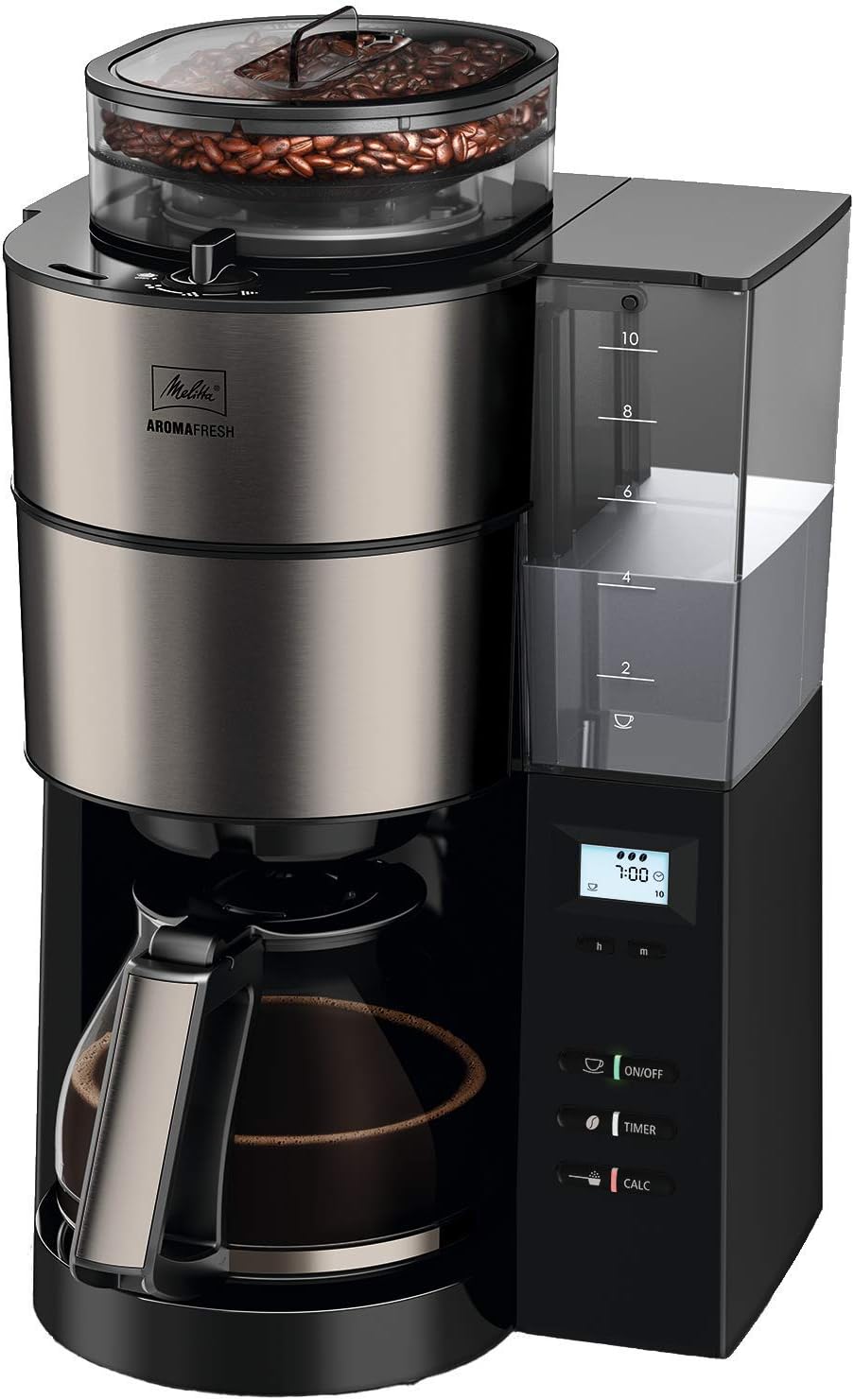 Melitta AromaFresh - Filterkaffeemaschine - mit Glaskanne - integriertes Mahlwerk - Timer Funktion - 10 Tassen - Pure Black – Bild 41