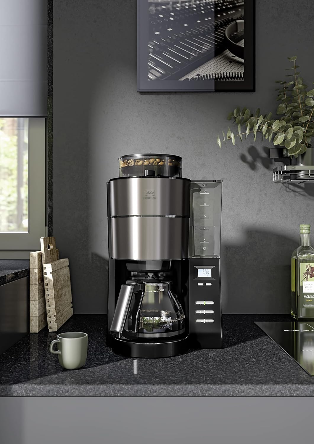 Melitta AromaFresh - Filterkaffeemaschine - mit Glaskanne - integriertes Mahlwerk - Timer Funktion - 10 Tassen - Pure Black – Bild 29