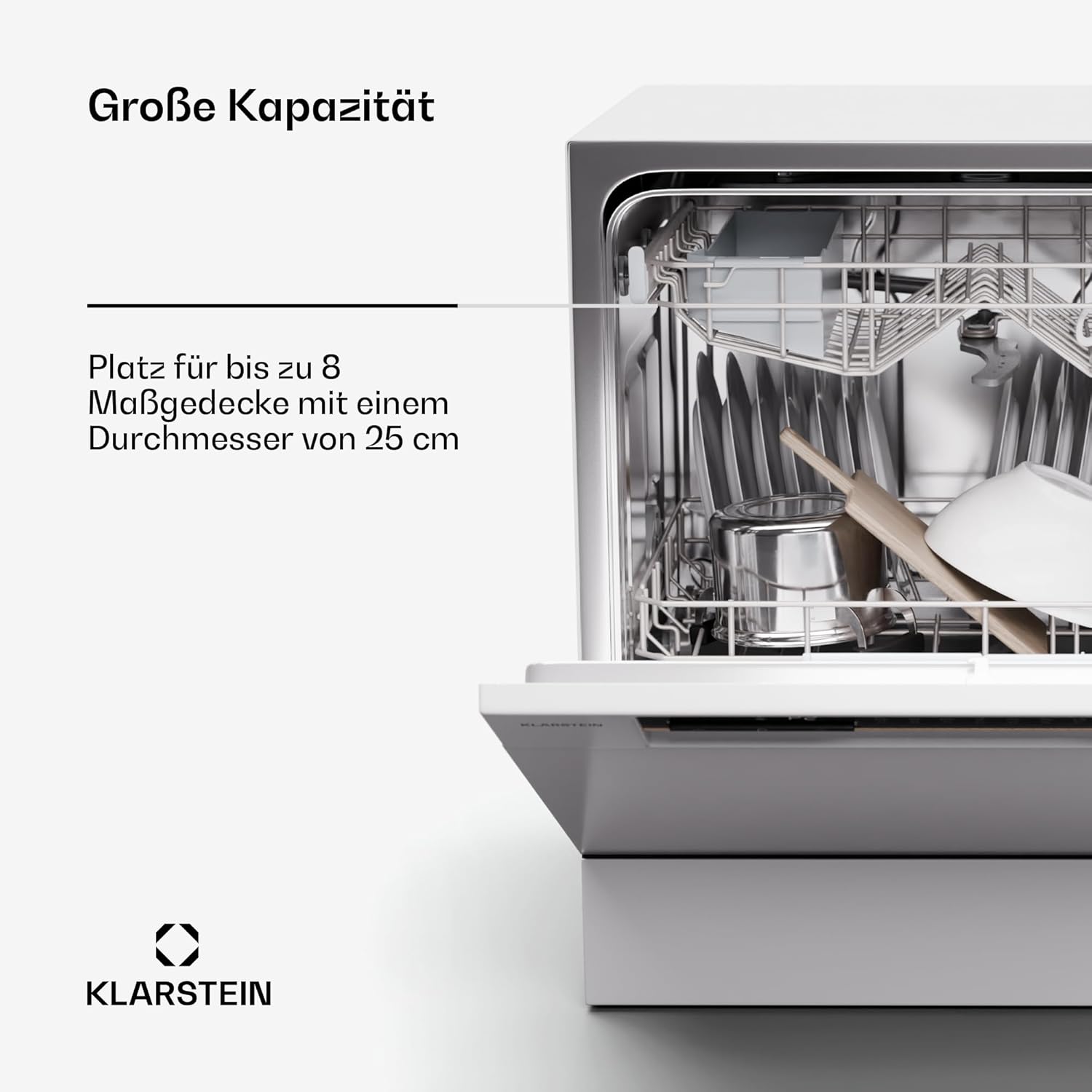 Klarstein ia 8 - Spülmaschine, Geschirrspüler, Freistehend, Teilintegriert, F, 55 cm breit, 8 Maßgedecke, 6 Programme, Aquastop, silber – Bild 52