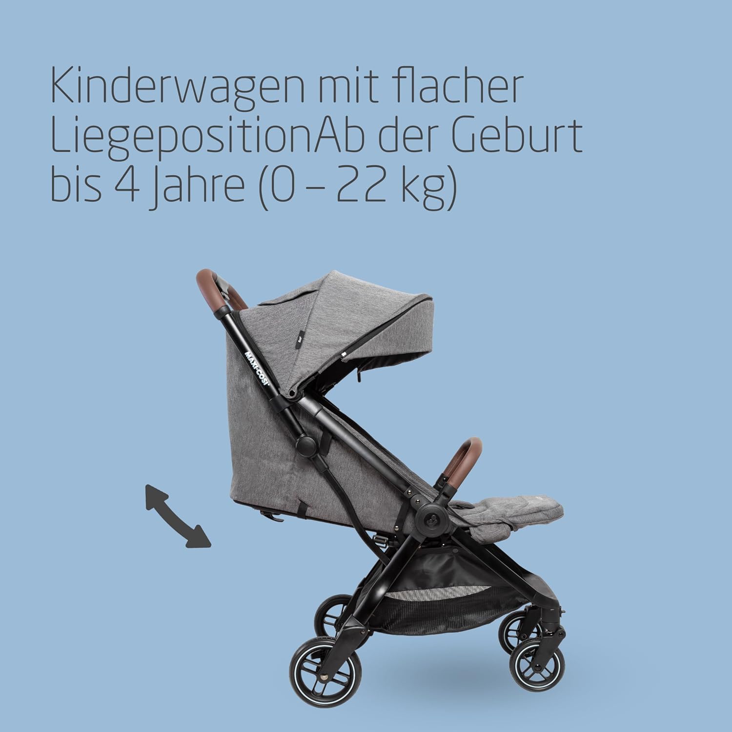 Maxi-Cosi Lara2 Baby Kinderwagen, 0–4 Jahre, 0–22 kg, federleichter, kompakter Buggy, 3 Liegepositionen, flache Liegeposition, klein zusammenklappbar, Schultergurt, Essential Graphite – Bild 17