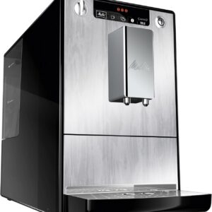Melitta Solo - Kaffeevollautomat mit höhenverstellbarem Auslauf, kleine Kaffeemaschine mit abnehmbarem Wassertank, für z. B. Espresso oder Café Crème, silber