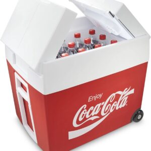 Mobicool MT48W AC/DC - elektrische Kühlbox mit Rollen passend für eine komplette Getrnkekiste / Bierkiste, 48 Liter, 12 V und 230 V für Auto, Lkw, Boot, Reisemobil und Steckdose, Blau