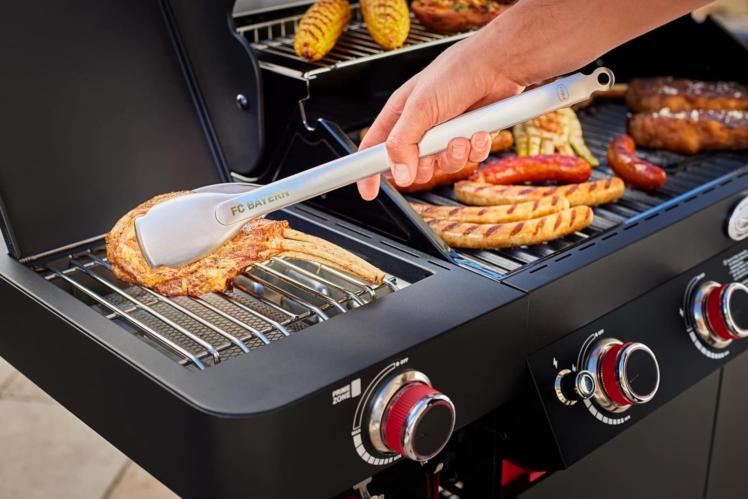 RÖSLE Elektrogrill BBQ-Portable Videro E2-P, tragbarer Tischgrill mit 2 Brennern, Warmhalterost und Deckel mit Glaseinsatz, pulverbeschichteter Stahl, schwarz/silbern – Bild 43