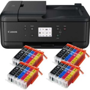 IC-Office TR7650 Farbtintenstrahl Multifunktionsdrucker 4-in-1 (Drucken, Kopieren, Scannen, Faxen, ADF, WLAN, AirPrint) schwarz + 10 XXL Tintenpatronen