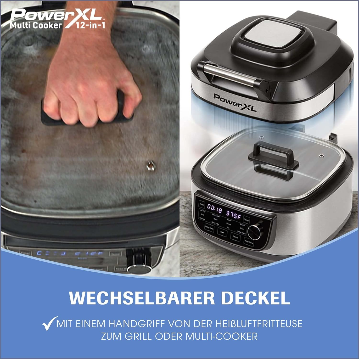 PowerXL MultiCooker - 12 in 1 Multikocher mit Warmhaltefunktion - Heißluftfritteuse, Backofen, Bratpfanne, Reiskocher uvm. - 5,7 Liter Fassungsvermögen - 12 Kochprogramme - Airfryer - Kaloriensparend – Bild 9