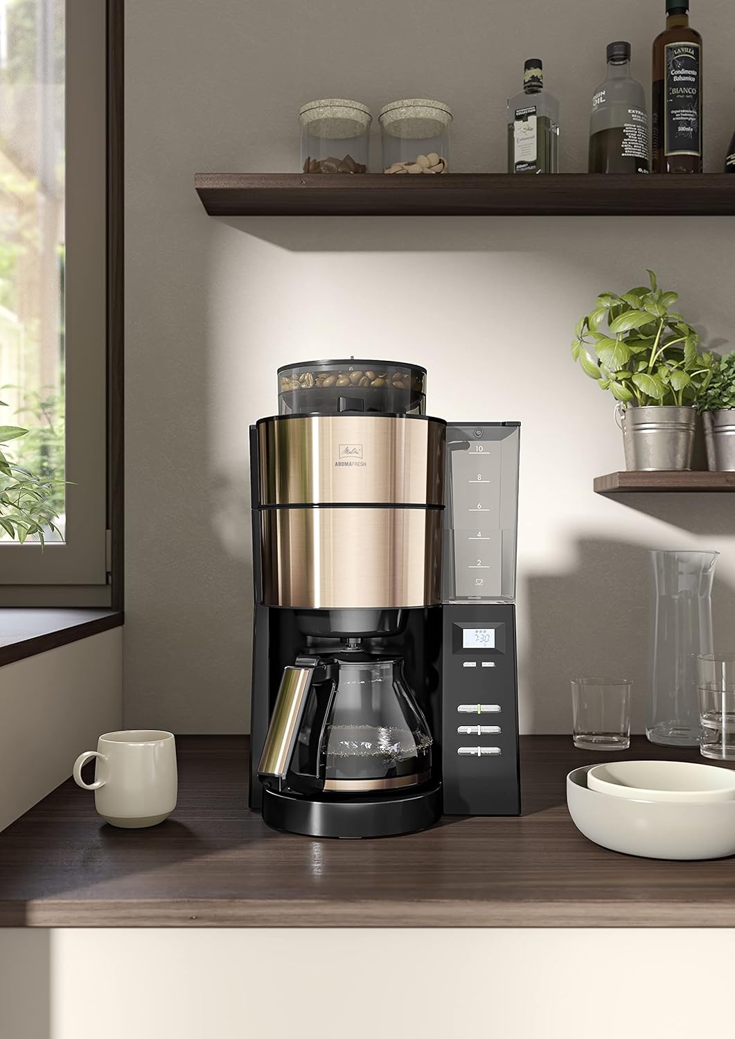 Melitta AromaFresh - Filterkaffeemaschine - mit Glaskanne - integriertes Mahlwerk - Timer Funktion - 10 Tassen - Pure Black – Bild 54