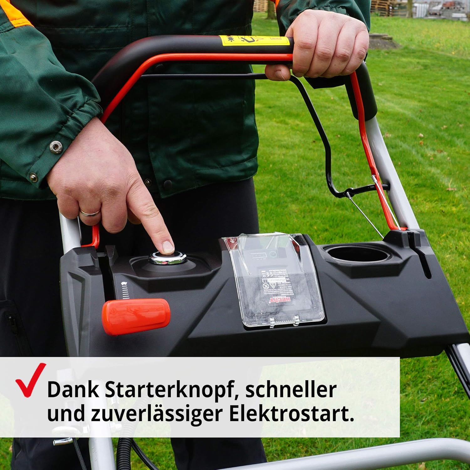 HECHT 5-IN-1 Benzin Rasenmäher – leistungsstarker 4 Takt Eco Motor 4,4 kW (6,0 PS) – Elektrostart – 53 cm Schnittbreite – 75 l Fangkorb – Radantrieb – patentierte Räder – Mulchmäher – Bild 5