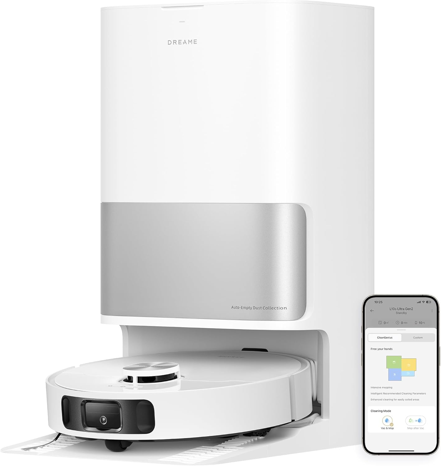 dreame L10s Pro Ultra Heat Roboter Staubsauger mit Automatische Moppreinigung mit heiem Wasser, Moppverlngerung, 7.000 Pa Saugkraft, Doppelte Mopp- und Bodenreinigung, Teppicherkennung – Bild 2