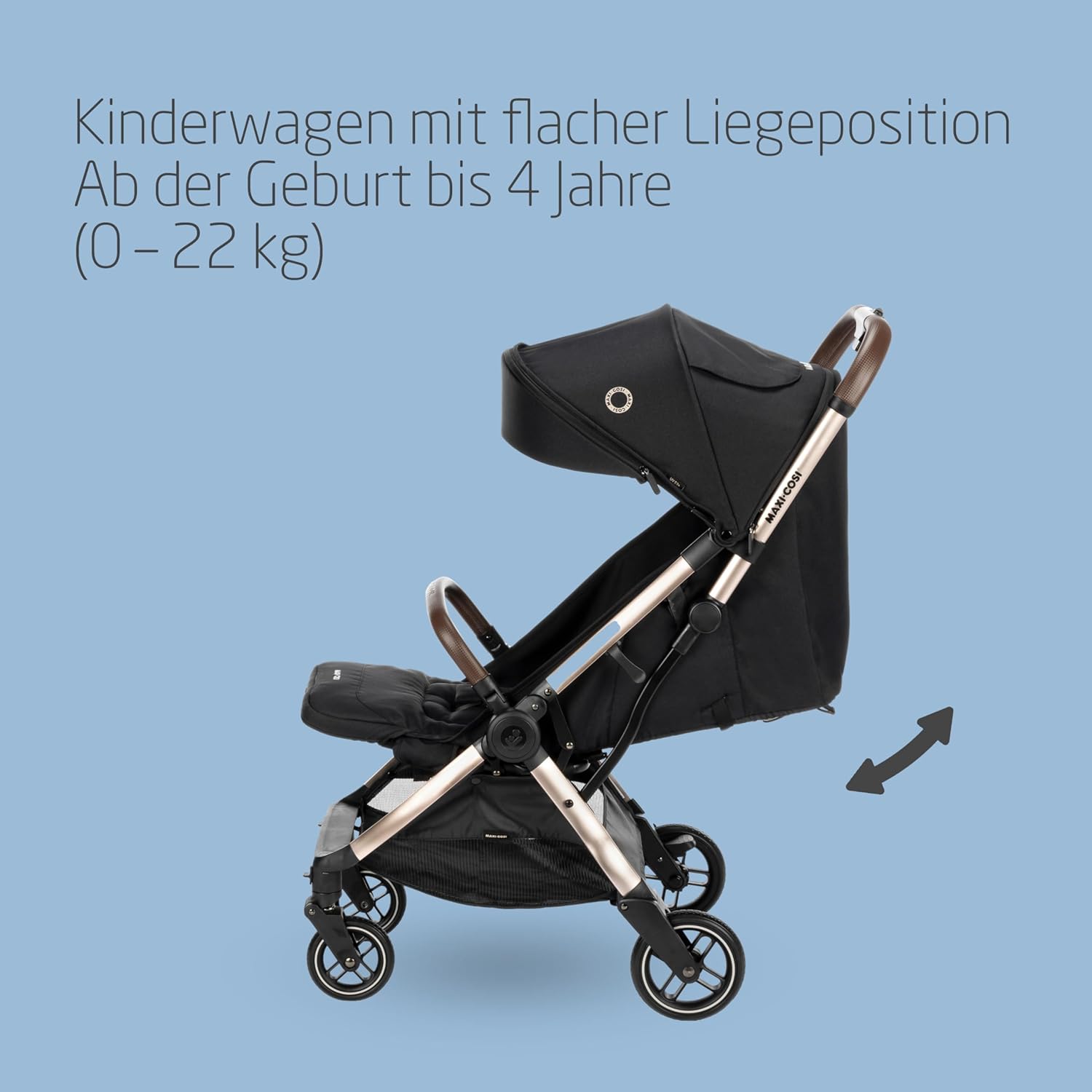 Maxi-Cosi Lara2 Baby Kinderwagen, 0–4 Jahre, 0–22 kg, federleichter, kompakter Buggy, 3 Liegepositionen, flache Liegeposition, klein zusammenklappbar, Schultergurt, Essential Graphite – Bild 27