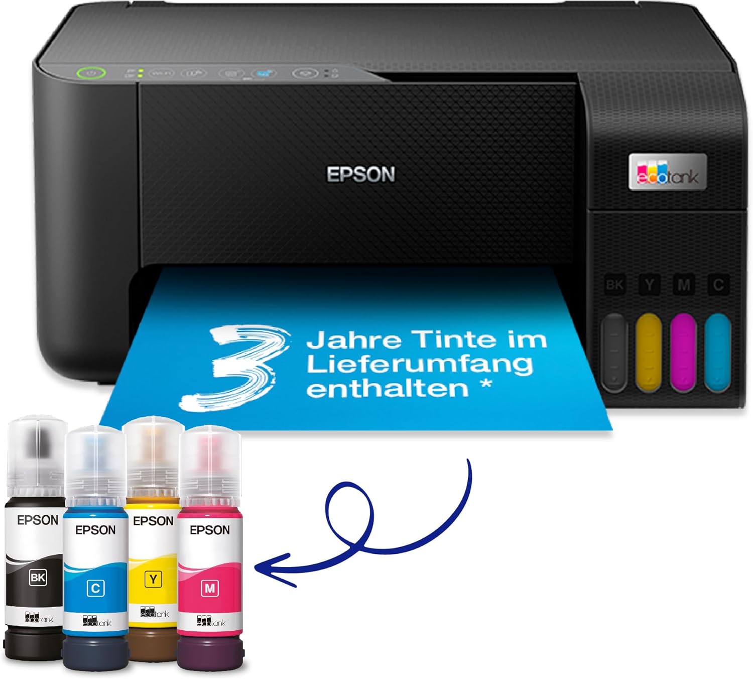 Epson EcoTank ET-2870 A4-Multifunktions-Wi-Fi-Tintentankdrucker, mit einem im Lieferumfang enthaltenen Vorrat an Tinten bis zu 3 Jahren – Bild 2