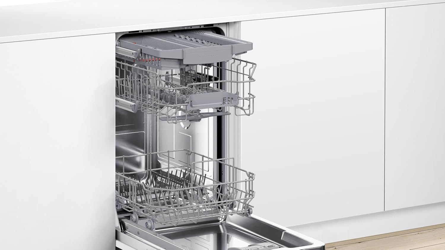 Bosch SPV2IKX10E Serie 2 Smarter Geschirrspüler vollintegriert, 45 cm breit, Besteckkorb, Extra Trocknen auf Knopfdruck, InfoLight roter Lichtpunkt am Boden, AquaStop Schutz gegen Wasserschäden, Weiß – Bild 86