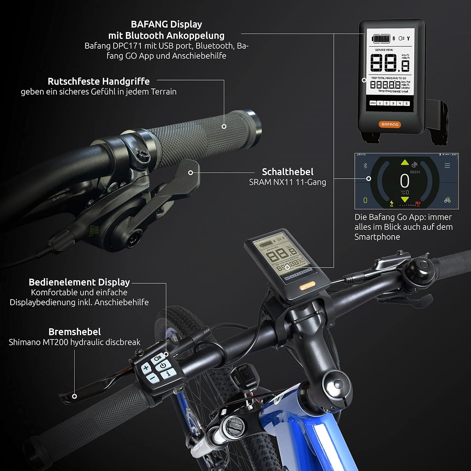 Highphoria Elektrofahrrad Erwachsene, 250W 25 km/h E-Bike mit Batterie, Starker Motor, Kettenschaltung, E-Mountainbike mit Hydraulische Federgabel Pedelec für Damen & Herren – Bild 9