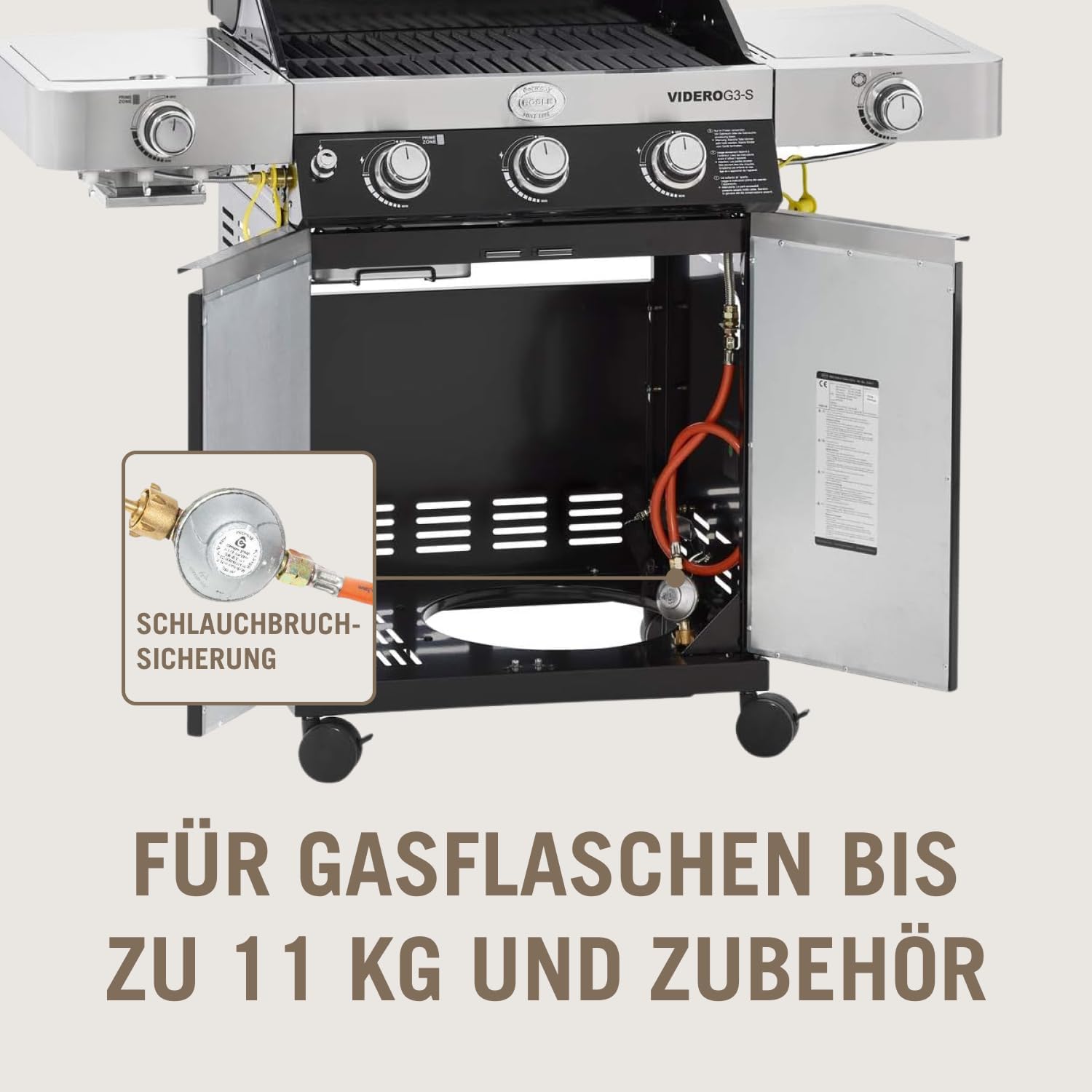 RÖSLE Elektrogrill BBQ-Portable Videro E2-P, tragbarer Tischgrill mit 2 Brennern, Warmhalterost und Deckel mit Glaseinsatz, pulverbeschichteter Stahl, schwarz/silbern – Bild 71
