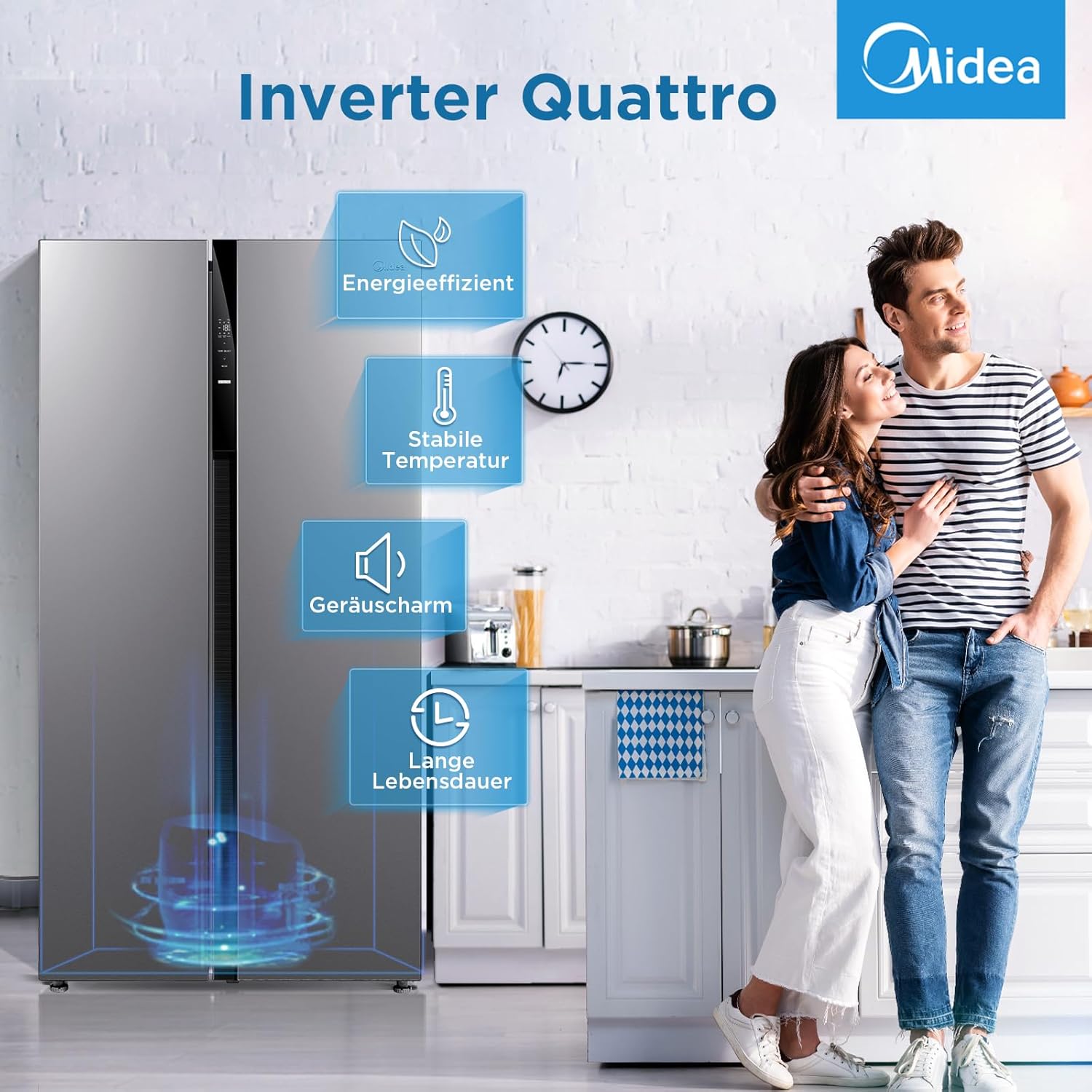 Midea KS-DDX 6.32 WT Side-by-Side Kühl-/Gefrierkombination/ 178,8 cm Hhe/ 254 kWh/Jahr/No Frost/Dual Inverter Compressor/mit 3in1 Wasser-/Eisspender und Wassertank, Dark Inox – Bild 64