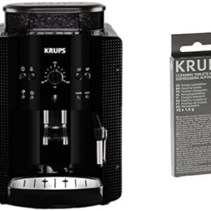 Krups Arabica Picto Kaffeevollautomat, Milchschaumdüse, 2-Tassen-Funktion, Drehregler, Einfache Reinigung, Kaffeemaschine, Schwarz, EA810870