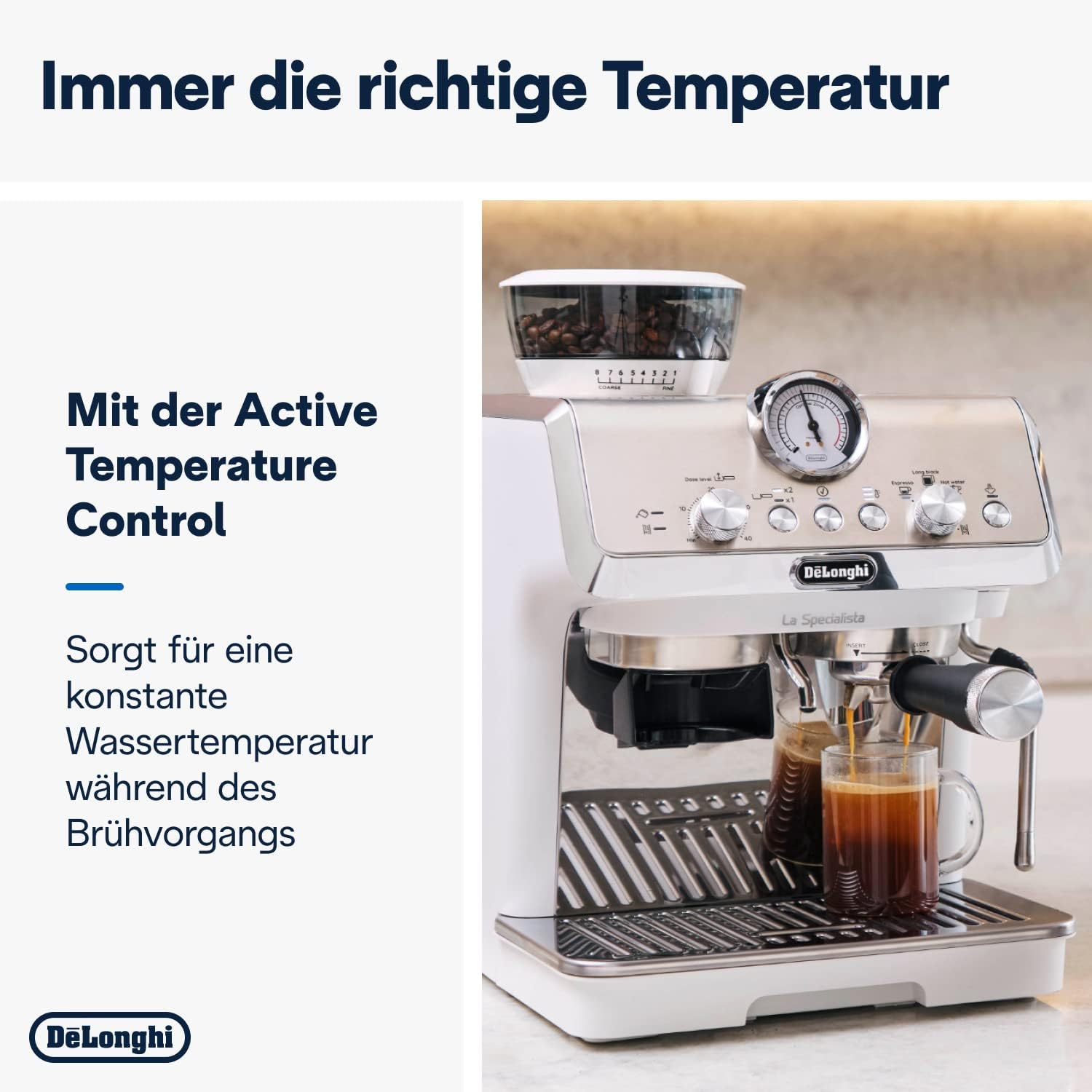 De'Longhi La Specialista Arte EC9155.MB Siebtrgermaschine, Espressomaschine mit Mahlwerk, 8 Mahlgrade, 15 Bar, 3 Temperaturen, Milchschaumdüse, 1300 W, 1,5 l Tank, Edelstahl/Schwarz inkl. Barista-Kit – Bild 20