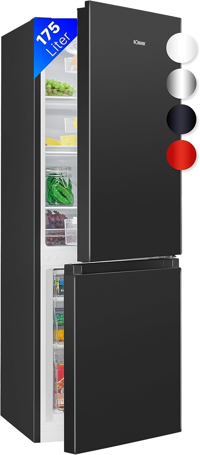 Bomann® Kühlschrank mit Gefrierfach 143cm hoch | Kühl Gefrierkombination 175L mit 3 Ablagen & 3 Schubladen | Türanschlag wechselbar | leise Kühlgefrierkombi 39db | Kühlschrank KG 320.2 inox – Bild 5