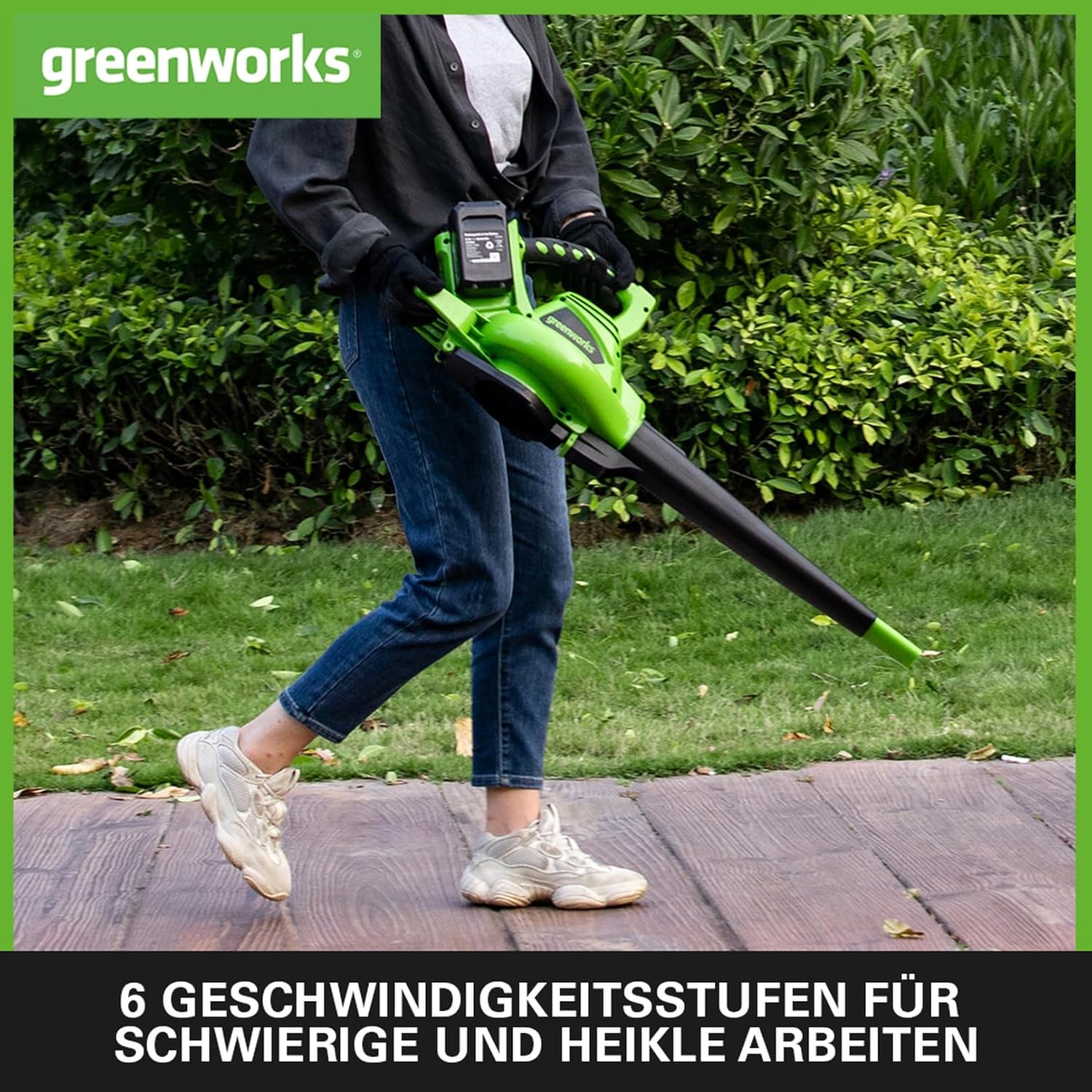Greenworks 48V(2x24V) Akku Laubsauger / Laubblser mit Schultergurt, bürstenloser Motor, 322 km/h, 9 m/min, 45L Fangsack, zwei 4Ah Batterien & Ladegert, 3 Jahre Garantie GD24X2BVK4X – Bild 6
