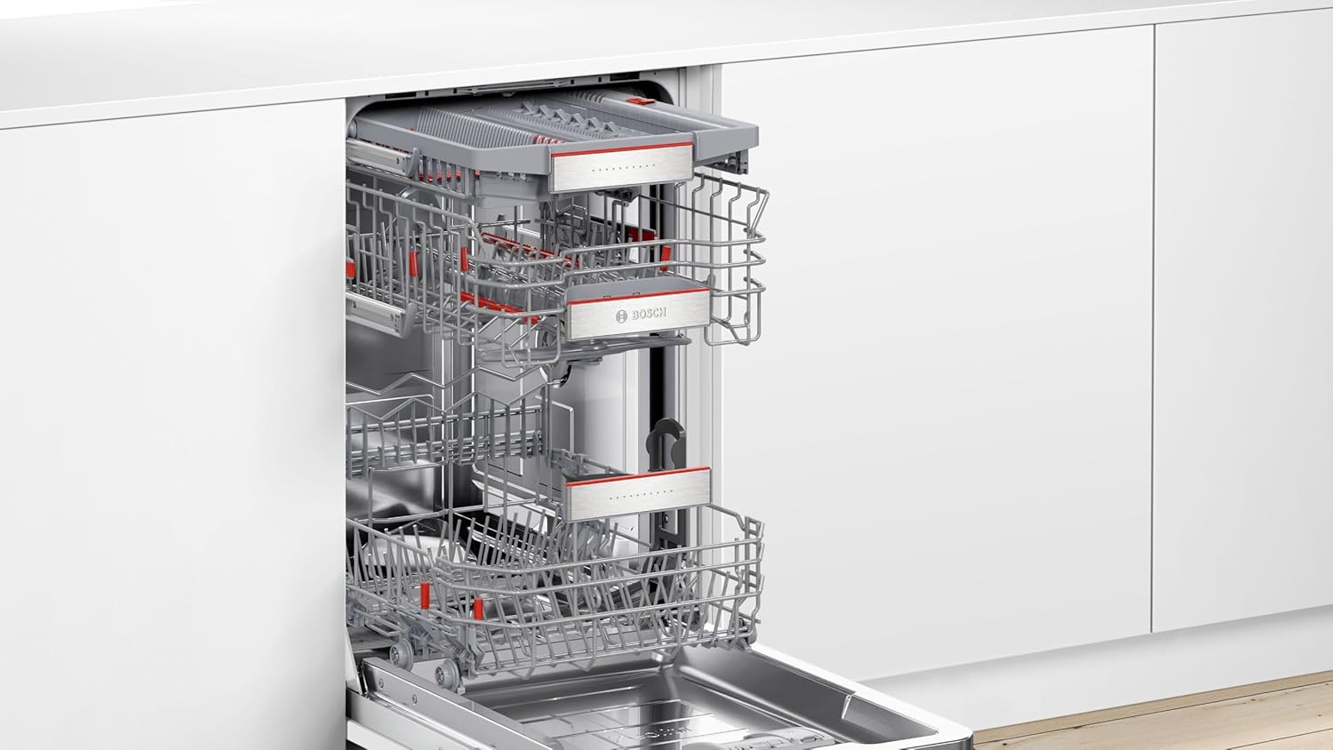 Bosch SPV2IKX10E Serie 2 Smarter Geschirrspüler vollintegriert, 45 cm breit, Besteckkorb, Extra Trocknen auf Knopfdruck, InfoLight roter Lichtpunkt am Boden, AquaStop Schutz gegen Wasserschäden, Weiß – Bild 67