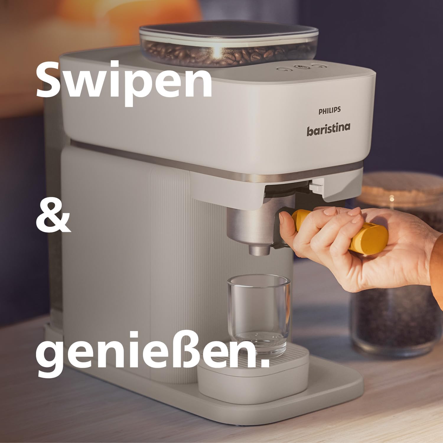 Philips Baristina Espressomaschine - Real Espresso- made simple. Kompakte Kaffeemaschine- Naturweiß mit weißem Siebträger- 16-bar-Pumpendruck- automatisches Mahlwerk- Cafe Crema (BAR300/00) – Bild 51