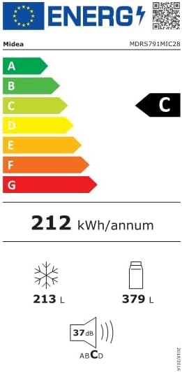 Midea KS-DDX 6.32 WT Side-by-Side Kühl-/Gefrierkombination/ 178,8 cm Hhe/ 254 kWh/Jahr/No Frost/Dual Inverter Compressor/mit 3in1 Wasser-/Eisspender und Wassertank, Dark Inox – Bild 45