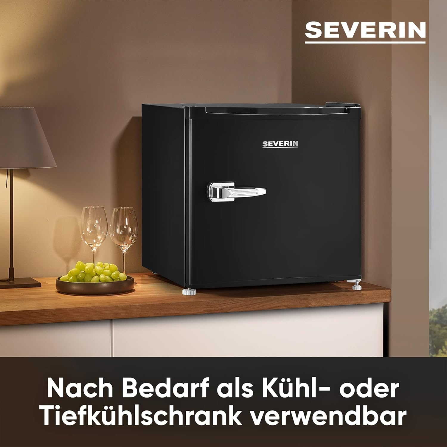 SEVERIN Retro Mini Kühl-/Gefrierbox (31 l), Gefrierschrank klein, Minikühlschrank mit flexibler Temperaturregelung, Tischkühlschrank, schwarz, GB 8880 – Bild 4