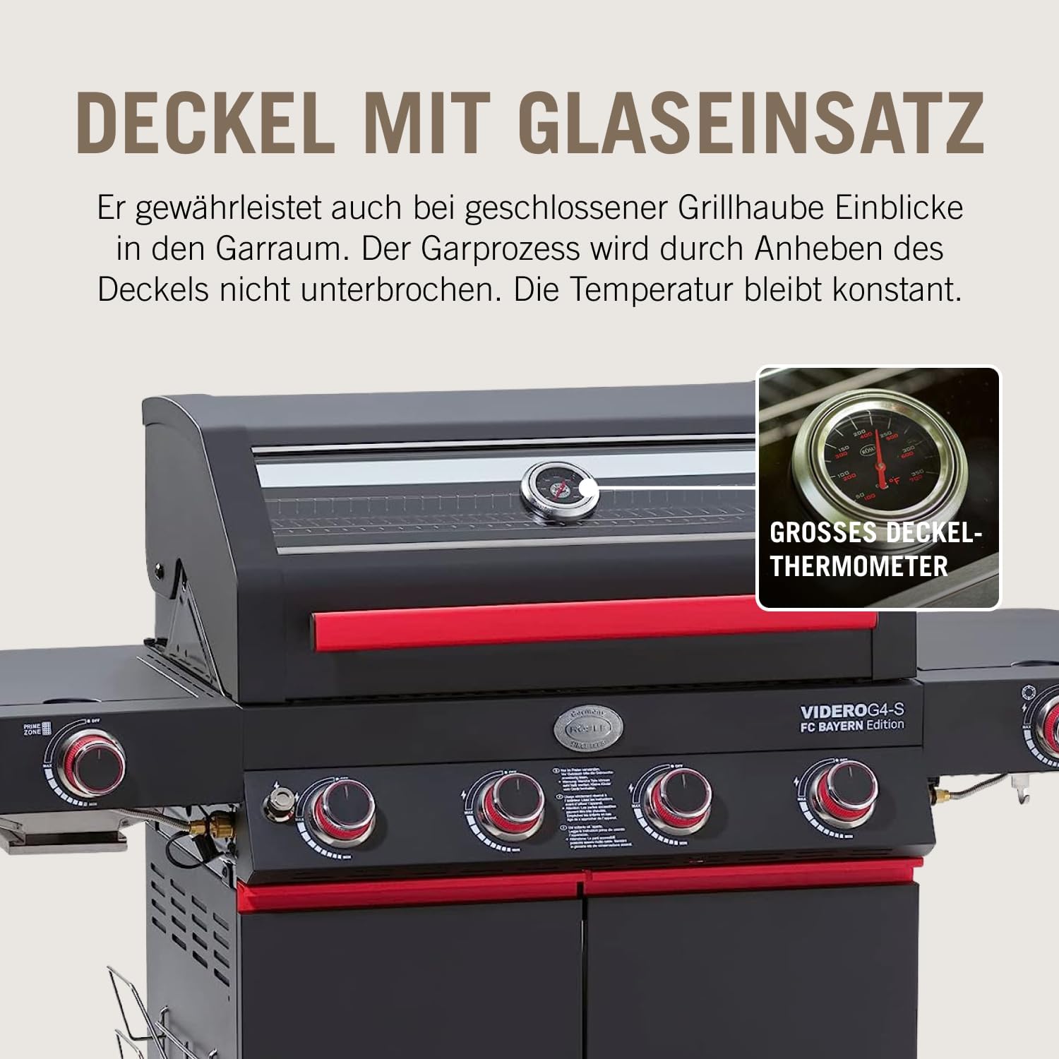 RÖSLE Elektrogrill BBQ-Portable Videro E2-P, tragbarer Tischgrill mit 2 Brennern, Warmhalterost und Deckel mit Glaseinsatz, pulverbeschichteter Stahl, schwarz/silbern – Bild 38