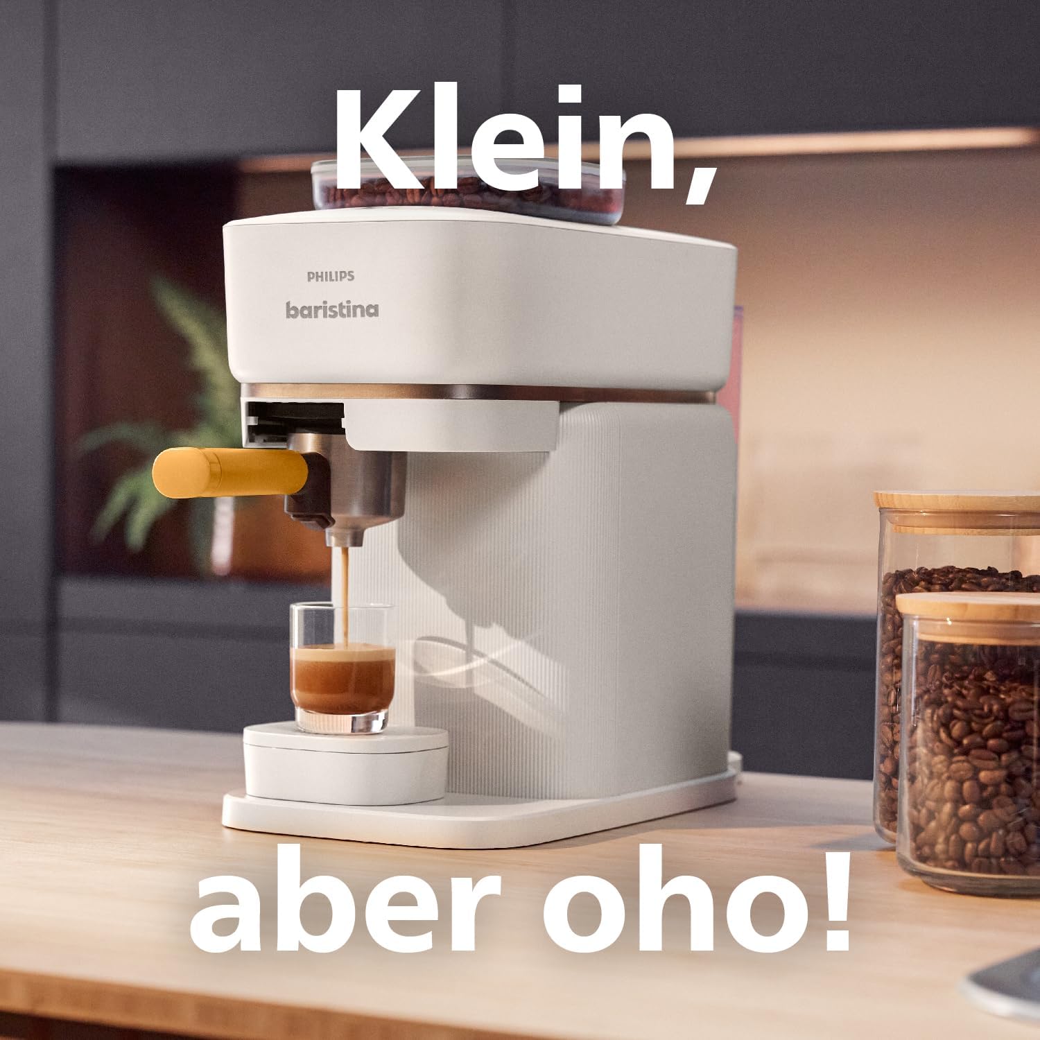 Philips Baristina Espressomaschine - Real Espresso- made simple. Kompakte Kaffeemaschine- Naturweiß mit weißem Siebträger- 16-bar-Pumpendruck- automatisches Mahlwerk- Cafe Crema (BAR300/00) – Bild 33