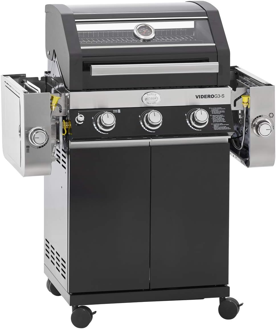 RÖSLE Elektrogrill BBQ-Portable Videro E2-P, tragbarer Tischgrill mit 2 Brennern, Warmhalterost und Deckel mit Glaseinsatz, pulverbeschichteter Stahl, schwarz/silbern – Bild 6