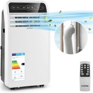 Klarstein Mobile Klimaanlage mit Abluftschlauch, 4-in-1 Klimagerät mit Ventilator, Luftentfeuchter & Nachtmodus, Kleine & Portable Klimaanlage für Wohnung & Büro, Niedriger Verbrauch, 9000 BTU