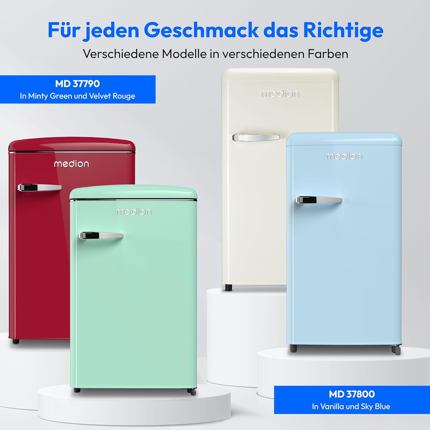MEDION Retro Kühl-Gefrierkombination (95L Kühlschrank, 13L 4 Sterne Gefrierfach, 108 Liter Nutzinhalt, LED Innenbeleuchtung, Stufenlose Temperaturregelung, MD 37790) rot – Bild 7